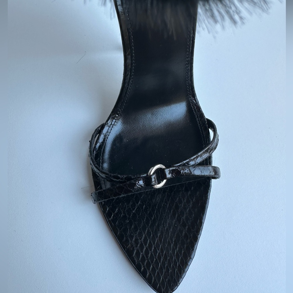 NEW!!!! SAINT LAURENT Gippy 110mm fur-trim sandals - Picture 10 of 12